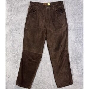 Davoucci‎ Leather Pants Mens 36x33 Vintage Heavyweight Trouser Suede Brown Y2K